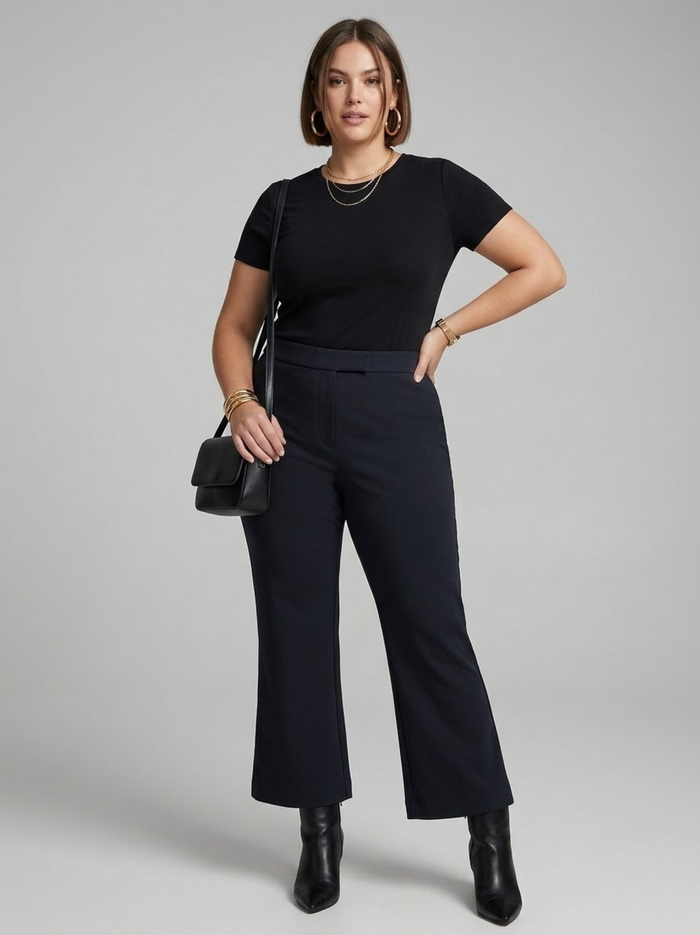 Rachel Zoe Womens Dark Navy Blue Stretch Cropped Wide Leg Pants Size 2X